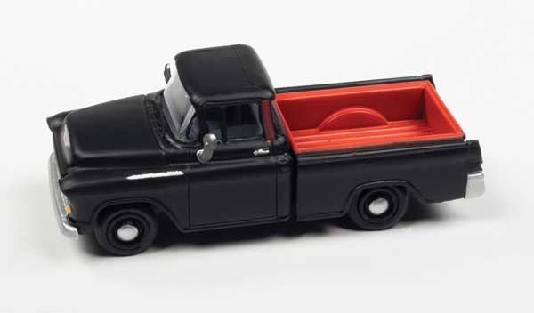 1955 Chevrolet Cameo Pickup Truck - Assembled - Mini Metals(R) -- Black, Red
