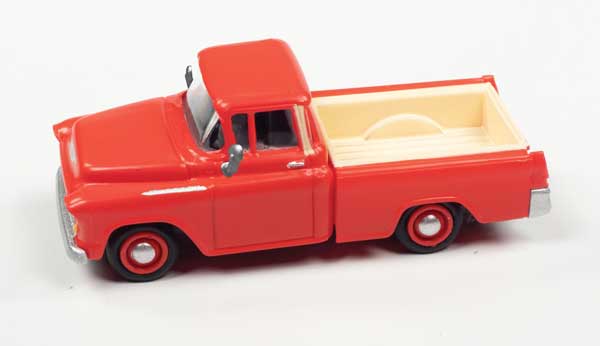 1955 Chevrolet Cameo Pickup Truck - Assembled - Mini Metals(R) -- Red, Ivory