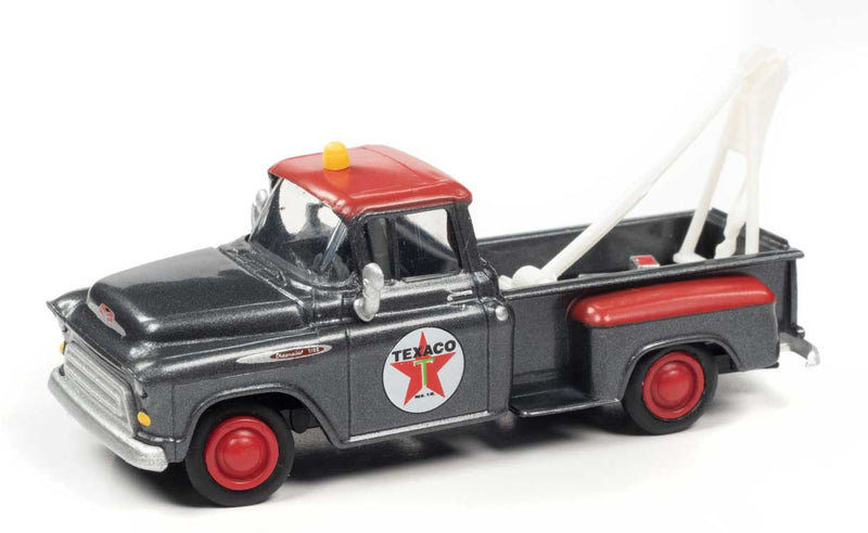 1957 Chevrolet Stepside Tow Truck - Assembled - Mini Metals(R) -- Texaco (gray, red, white)