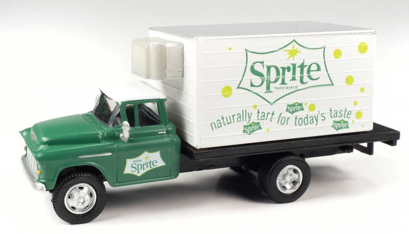 1957 Chevrolet Refrigerated Box Truck - Assembled - Mini Metals(R) -- Sprite (Dark Green, white)-1