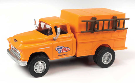1955 Chevrolet Utility Truck - Assembled - Mini Metals(R) -- Electric Company (orange)-1