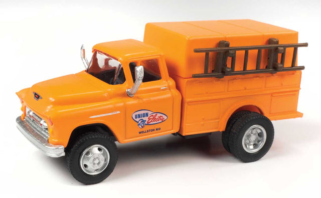 1955 Chevrolet Utility Truck - Assembled - Mini Metals(R) -- Electric Company (orange)-1