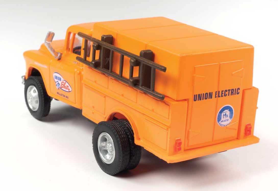 1955 Chevrolet Utility Truck - Assembled - Mini Metals(R) -- Electric Company (orange)-2