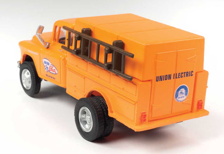1955 Chevrolet Utility Truck - Assembled - Mini Metals(R) -- Electric Company (orange)-2