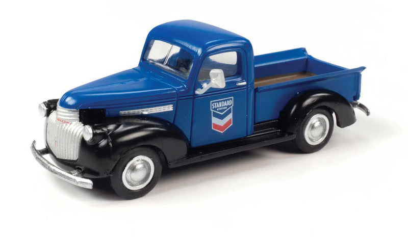 1941-1946 Chevrolet Pickup Truck - Assembled - Mini Metals(R) -- Standard Oil (dark blue, black)-1