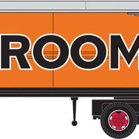 1941-1946 Chevrolet Tractor w/AeroVan Trailer - Assembled - Mini Metals(R) -- Mushroom Transportation (orange, black)