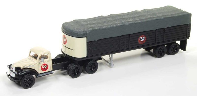 1941-1946 Chevrolet Tractor w/Covered Wagon Trailer - Assembled - Mini Metals( -- United States Steel