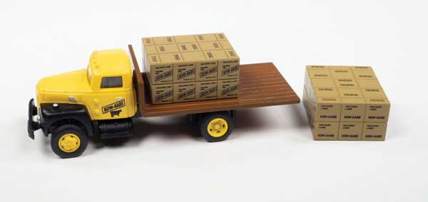 International Harvester R-190 Flatbed Truck w/Crates  - Assembled - Mini Metal -- Dark Green (KowKare Crates)