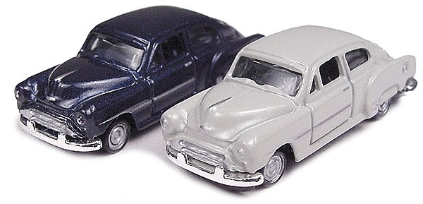 Mini Metals American Autos - Chevrolet (Diecast, Assembled & Painted; pkg(2) -- 1951 Chevrolet Fleetline 2-Door Hardtop (Thistle Gray & Trophy Blue Metallic)