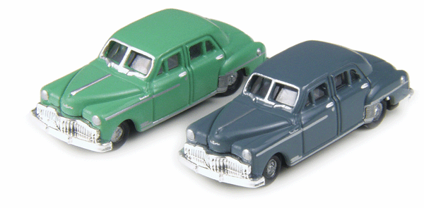 1950 Desoto 4-Door Sedan 2-Pack - Assembled - Mini Metals(R) -- 1 Each: Glen Green, Cadet Gray