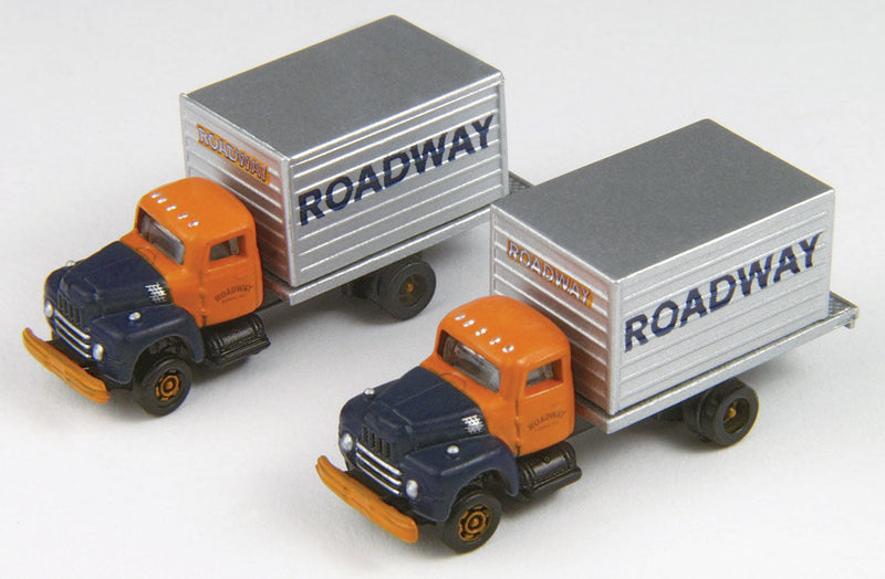 1953 IH R-190 Delivery Truck 2-Pack - Assembled - Mini Metals(R) -- Roadway Express (orange, blue, silver)-1