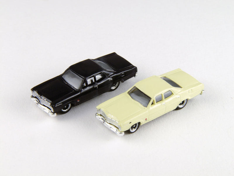 1967 Ford 500 2-Pack - Assembled - Mini Metals(R) -- Springtime Yellow & Charcoal Gray-1