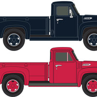 1954 Ford F250 Pickup Truck 2-Pack - Assembled - Mini Metals(R) -- Vermillion Red & Sheridan Blue