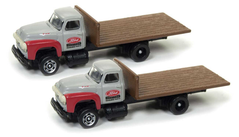 1954 Ford Flatbed Truck 2-Pack - Assembled -- Ford Parts (gray, red)