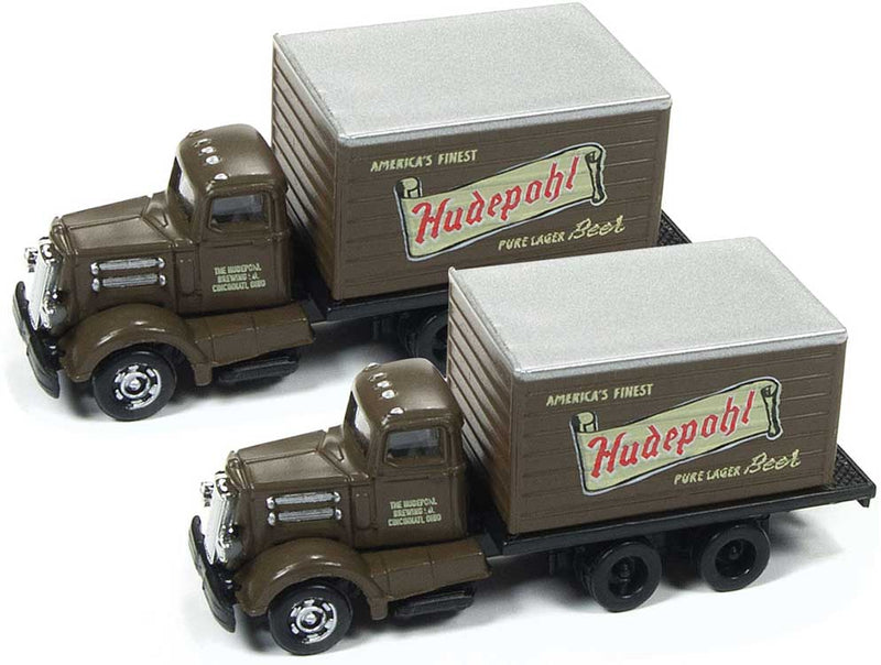 White WC 22 Refrigerated Box Truck - Assembled - Mini-Metals(R) -- Hudepohl Beer (brown, silver, black)