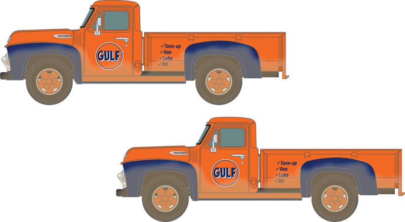 1954 Ford Pickup Truck - Assembled -- Gulf Oil (orange, blue)
