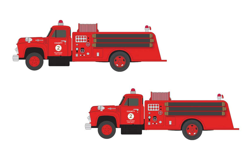 1954 Ford Fire Truck - Assembled -- County Fire Department (red)
