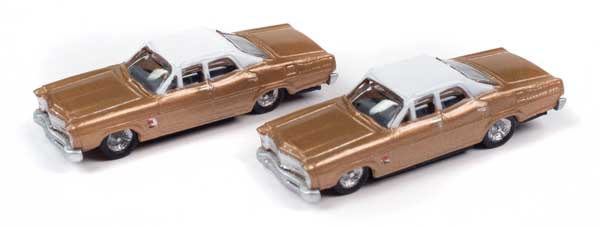 1967 Ford Galaxie 2-Pack - Assembled - Mini Metals(R) -- Burnt Amber, White