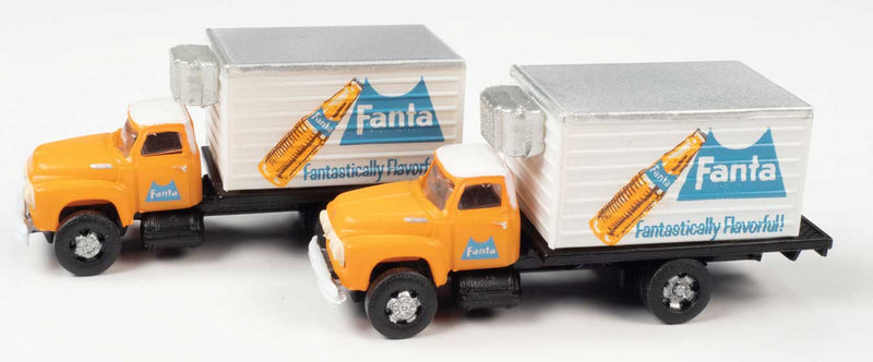 1954 Ford Refrigerated Box Truck 2-Pack - Assembled - Mini Metals(R) -- Fanta (orange, white)