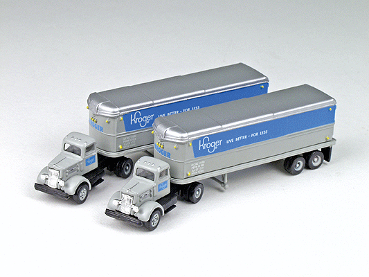 Mini Metals Tractor/Trailer White WC Tractor/AeroVan Trailer Set pkg(2) -- Kroger