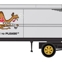 1954 Ford Tractor & 32' Aerovan Trailer 2-Pack - Assembled - Mini Metals -- Campbell Express (yellow, black, silver; Camel Logo, Humpin' Slogan)