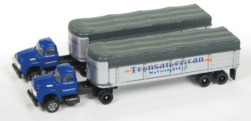 1954 Ford Tractor w/Covered Wagon Trailer 2-Pack - Assembled -- Transamerican Trucking