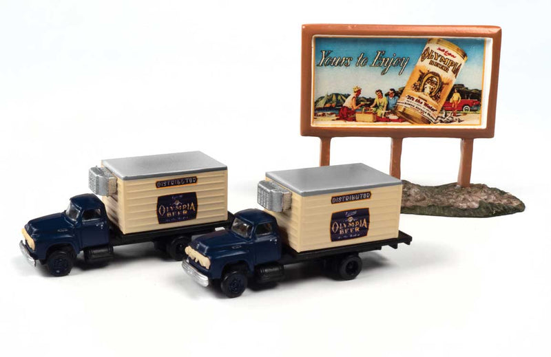 1954 Ford Beer Truck with Country Billboard - Assembled -- Olympia Beer-1