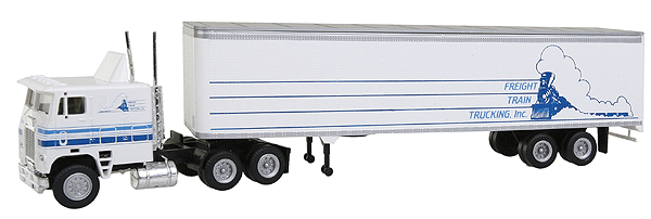 Semi Truck w/48' Trailer -- Freight Train Trucking (w/Freightliner Trailer)-1