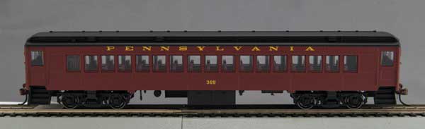 MP-54 Heavyweight Coach - Ready to Run -- Pennsylvania Railroad 63 (Tuscan, black, Roman Lettering)