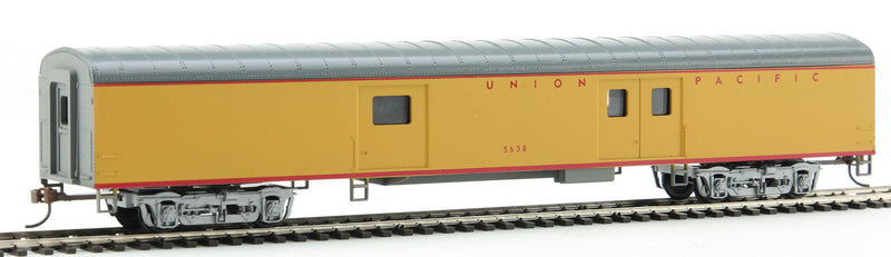 72' Smooth-Side Baggage - Ready to Run -- Union Pacific (yellow, gray roof, red lettering)