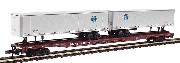 89' Flatcar w/Two 45' Trailers -- BNSF w/2 BNSF Trailers