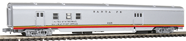 85' Streamlined Smoothside Railway Post Office/Baggage Car -- Santa Fe