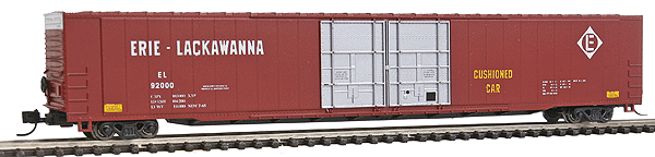 85' 4-Door Hi-Cube Boxcar - Ready to Run w/Micro-Trains(R) Couplers -- Erie-Lackawanna (Tuscan Red, white, black)