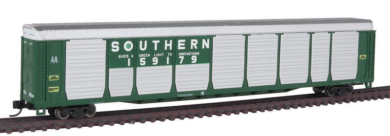 Tri-Level Auto Rack - Ready to Run -- Southern Railway #6 (green, silver, Billboard Green Light Lettering)