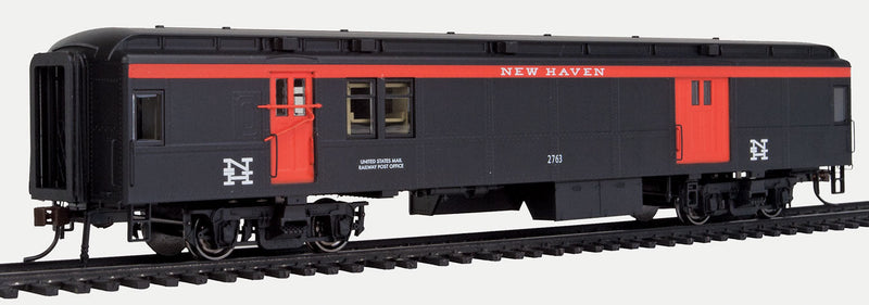 Heavyweight 65' Branchline Baggage/Railway Post Office w/Lights - Ready to Run -- New Haven #2763 (red, black, white NH Logo)