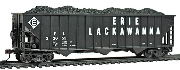 Greenville 100-Ton 15-Panel 3-Bay Hopper w/Coal Load - Ready to Run -- Erie Lackawanna
