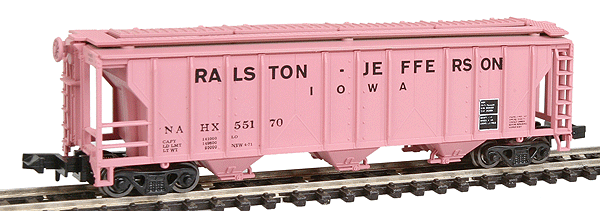 40' PS-2 Pink Covered Hopper -- Ralston-Jefferson (pink w/black lettering)