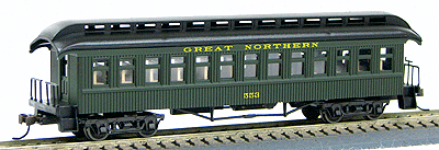 1880s Wood Open-Platform Coach - Ready to Run -- Great Northern #550 (Pullman Green, black Roof)-1