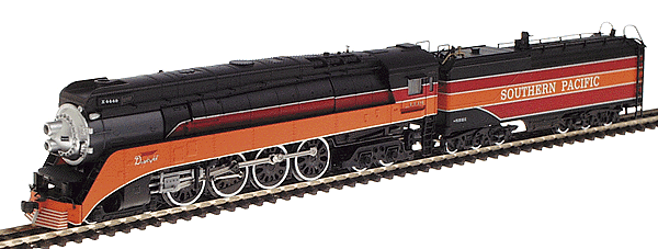 Steam Powered 4-8-4 GS-4 w/Tender -- SP #4449 (Daylight Colors w/Logo on Skirt w/"Southern Pacific" Tender)