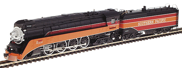Steam Powered 4-8-4 GS-4 w/Tender -- SP #4432 (Daylight Colors w/Logo on Skirt w/"Southern Pacific" Tender)