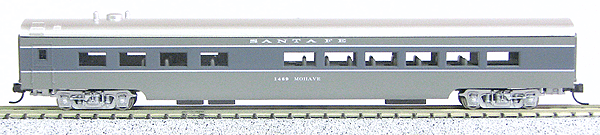 85' Smooth-Side Coach - Ready to Run w/Micro-Trains(R) Couplers -- Santa Fe (Scout, 2-Tone Gray, silver)