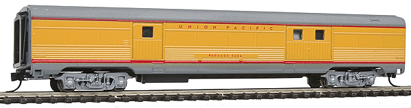 Budd Streamlined Corrugated Side 72' Baggage -- Union Pacific (gray, yellow & red)
