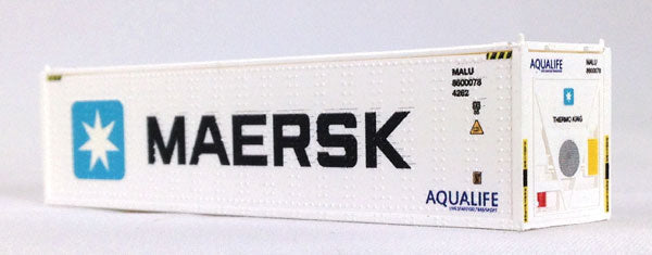 40' Reefer Container w/ThermoKing Ends 2-Pack - Ready to Run -- Maersk Set #1 (white, black, blue)