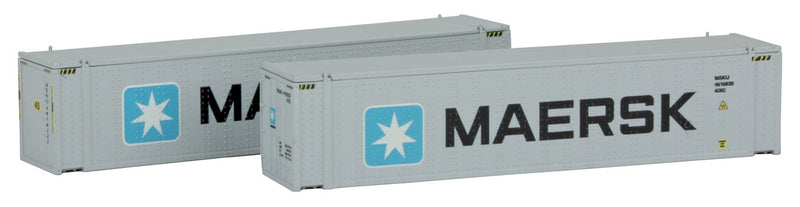 45' Intermodal Container 2-Pack - Ready to Run -- Maersk #2 (white, black, blue, Large Lettering)