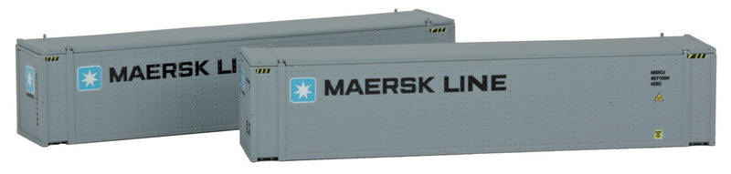 45' Intermodal Container 2-Pack - Ready to Run -- Maersk #2 (white, black, blue, Medium Lettering)
