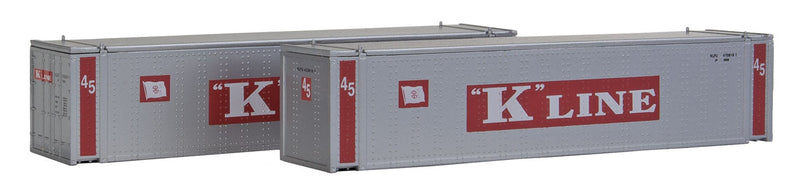 45' Intermodal Container 2-Pack - Ready to Run -- K-Line (silver, red)
