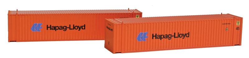 45' Euro-International Standard Corrugated Container 2-Pack - Ready to Run -- Hapag Lloyd Set #1 (orange)