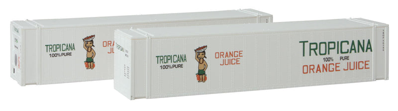 ThermoKing 45' Reefer Container 2-Pack - Ready to Run -- Tropicana Orange Juice Set #2 (white, green, orange, Girl Logo)