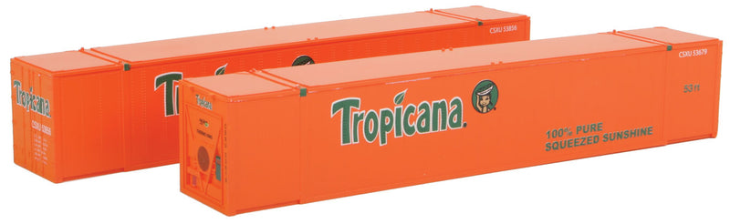 ThermoKing 53' Reefer Container 2-Pack - Ready to Run -- Tropicana Set #2 (orange, green; "100% Squeezed Sunshine" Slogan)