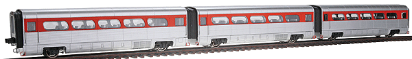 AeroTrain Add-On 3-Car Coach Set -- Santa Fe "The San Diegan" 1956